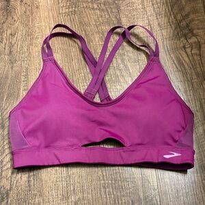 Brooks Women's Fuchsia Crossback Sports Bra Padded Mesh Running